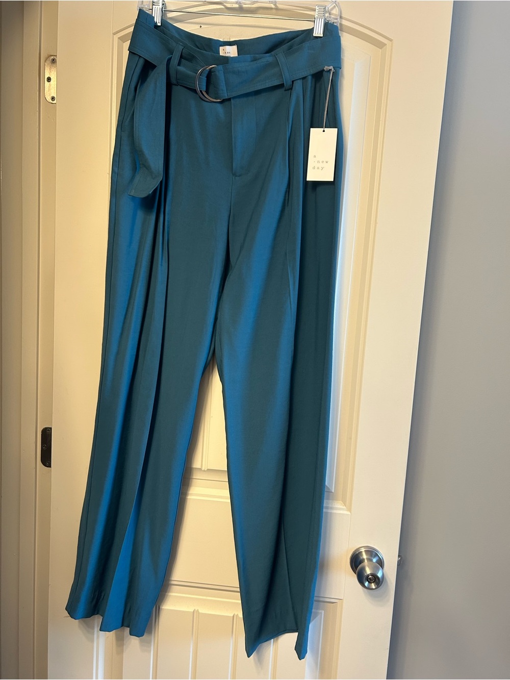 NWT a new day Teal Belted Pleated wide leg Trousers